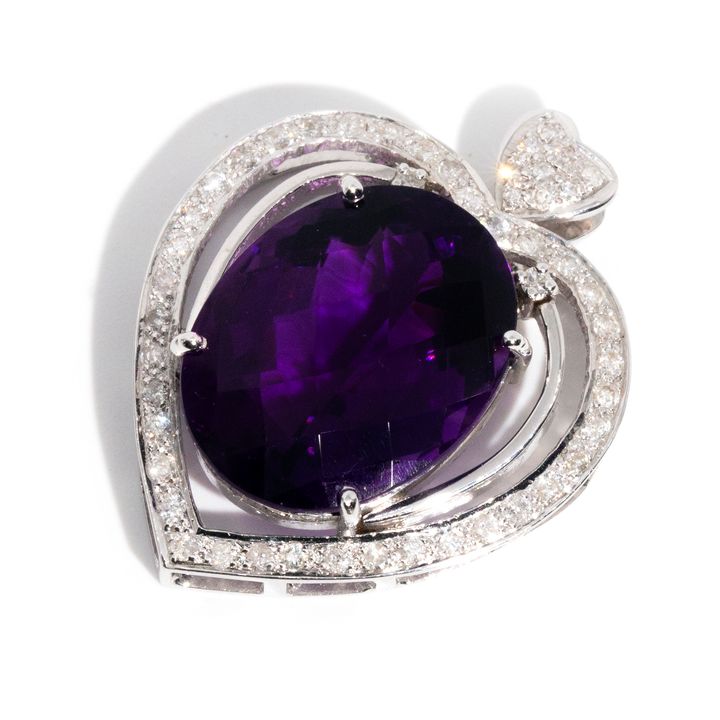 Amethyst and Diamond 18 Carat Gold Pendant