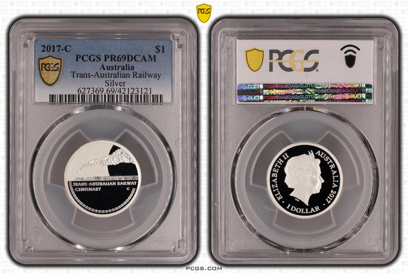 Trans-Australian Railway Silver, One Dollar, 2017-C, PCGS PR69DCAM