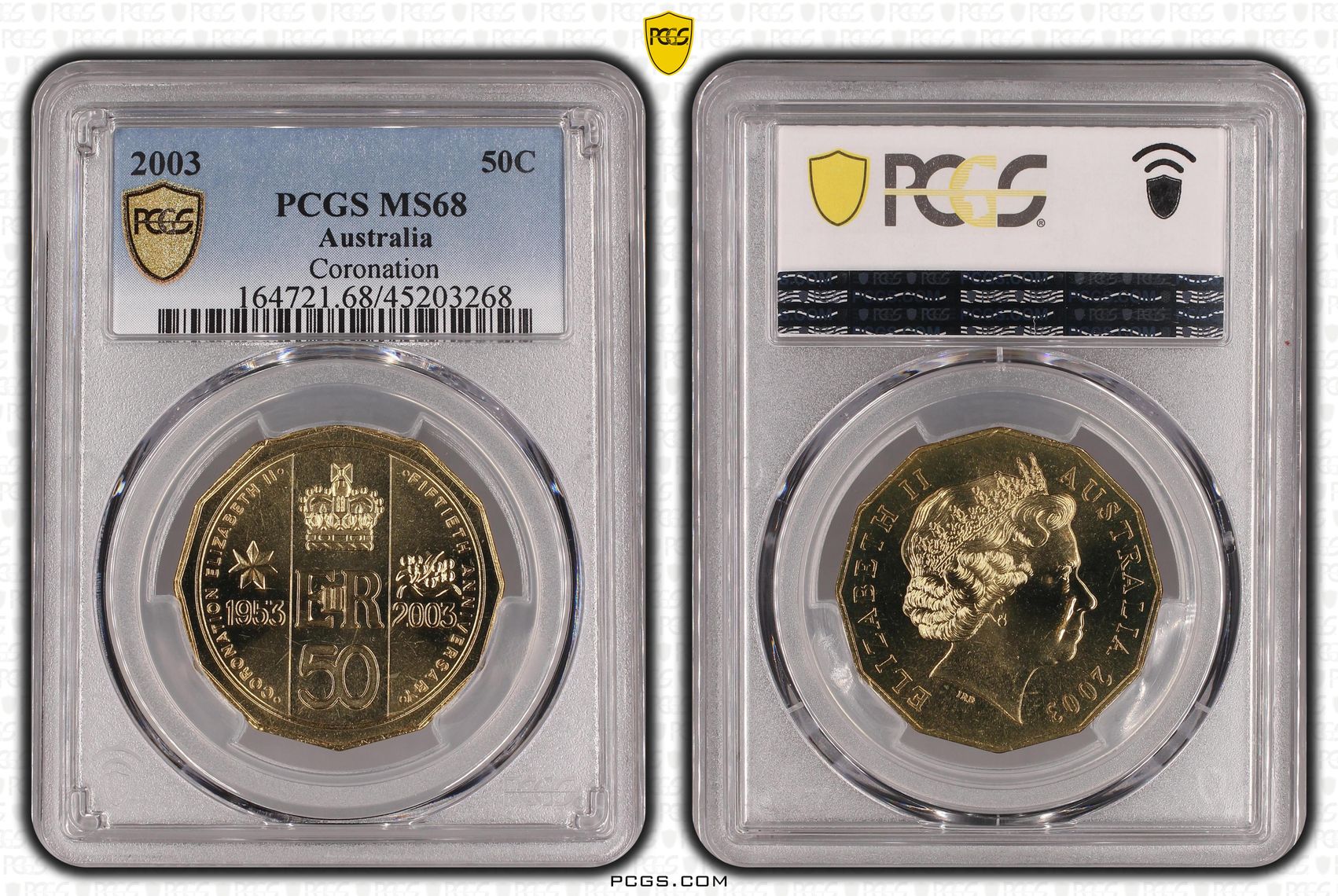 2003 Australia Fifty Cent, 50c Coronation PCGS - MS68 -268