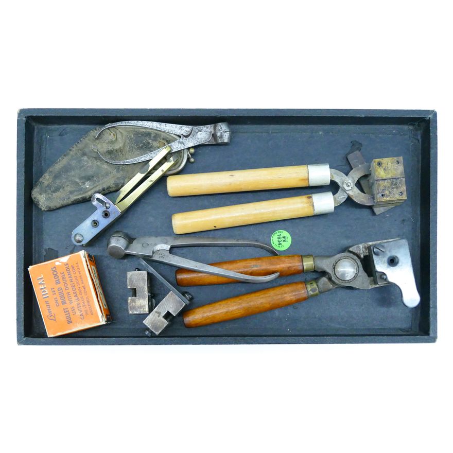 Box and Tray of Old Bullet Molds
