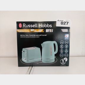 RUSSEL HOBBS ROYAL TEAL TOASTER AND KETTLE SET