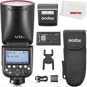GODOX V1 PRO V1PRO C V1PRO-C V1 PRO C USA VERSION TTL ROUND HEAD CAMERA FLASH,76WS HSS 1/8000S,BUILT-IN LITHIUM BATTERY,LED MODELI