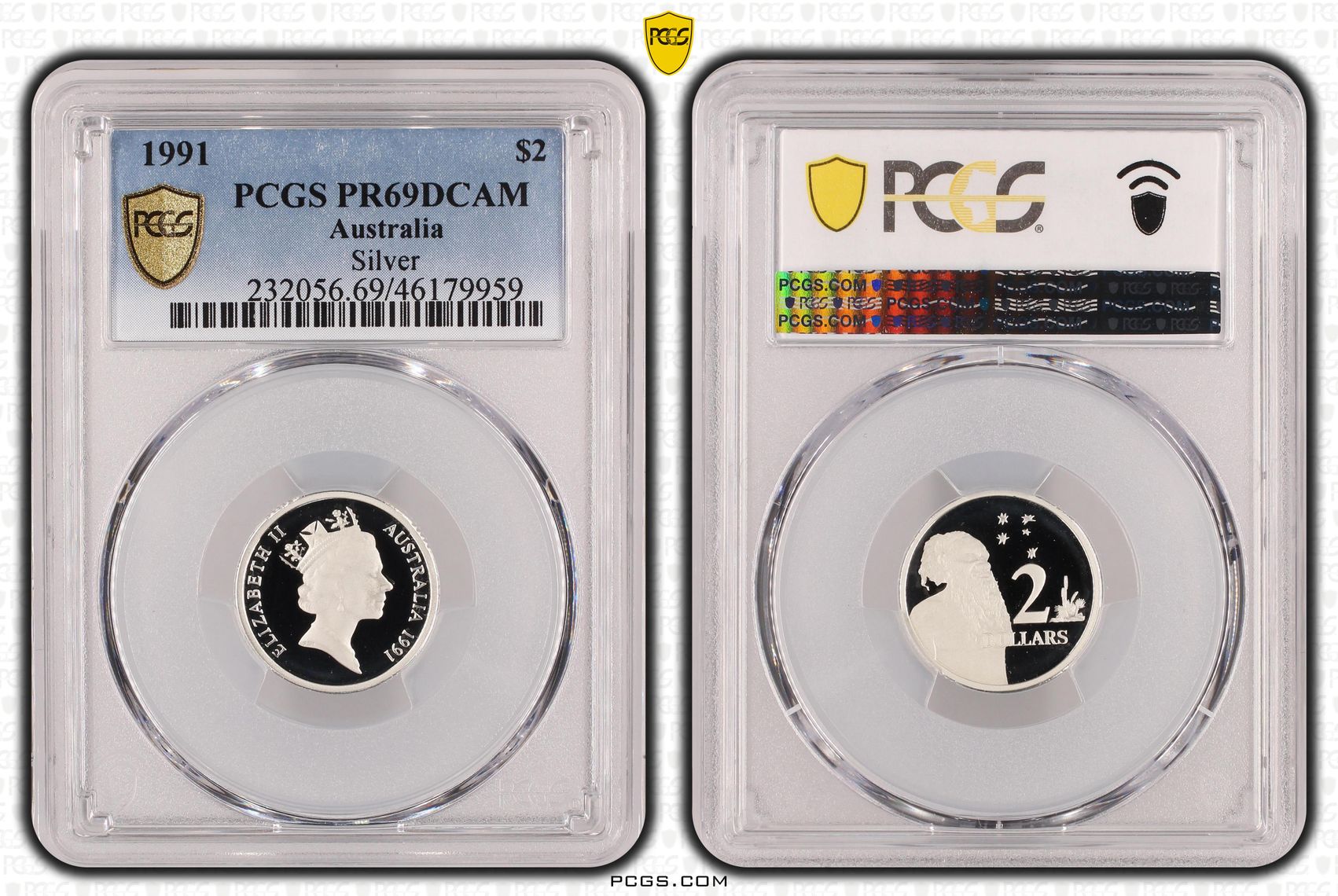 Silver, Two Dollar, 1991, PCGS PR69DCAM