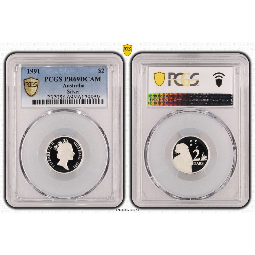 Silver, Two Dollar, 1991, PCGS PR69DCAM