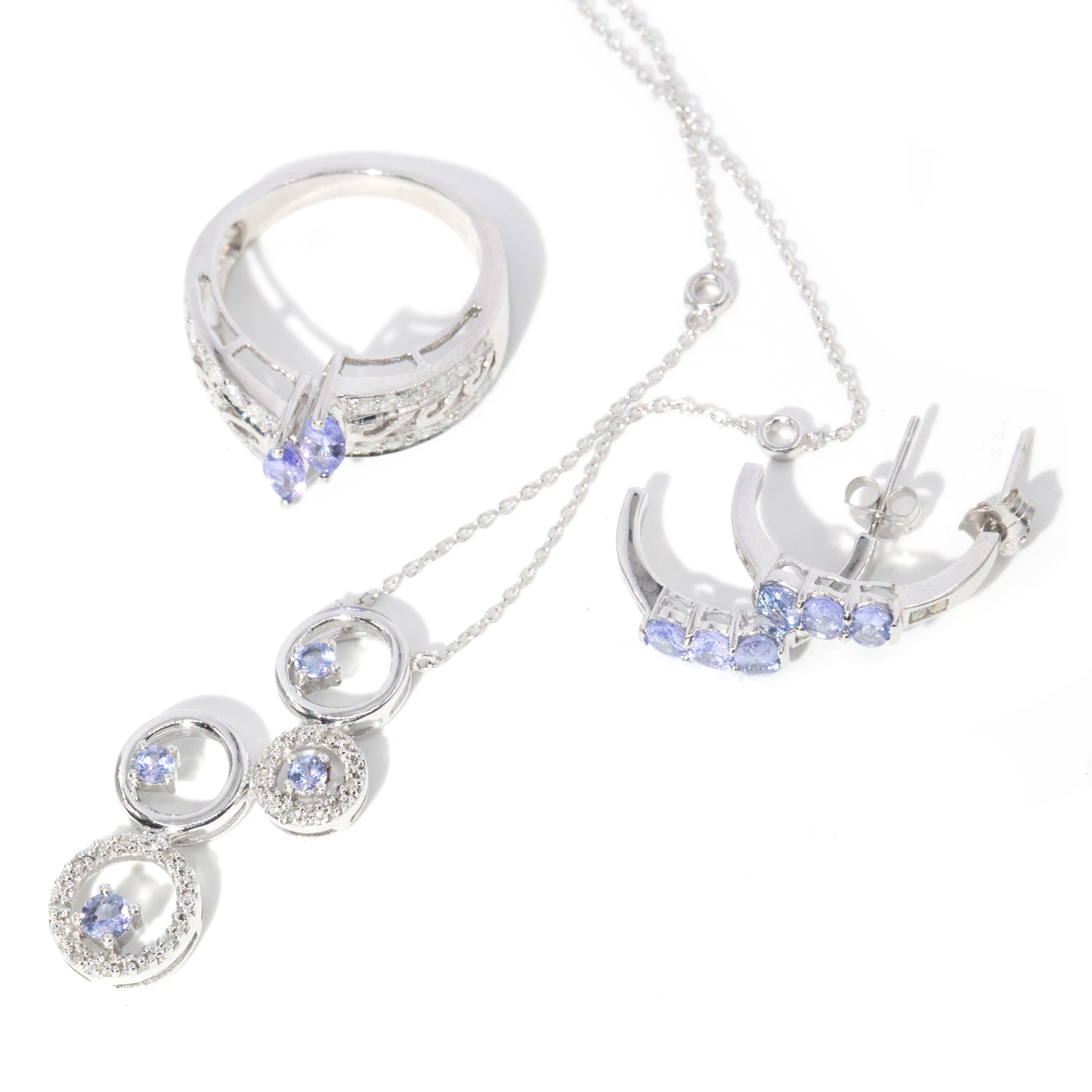 162 · Tanzanite Set - Ring, Necklace, Earrings