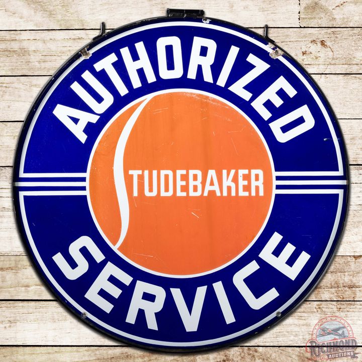 Studebaker Authorized Service 42" DS Porcelain Sign w/ Ring