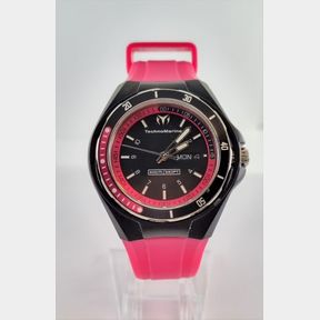TECHNO MARINE - DATE FUNCTION- STAINLESS STEEL - PINK RUBBER STRAP - 37MM CASE - 51633/288