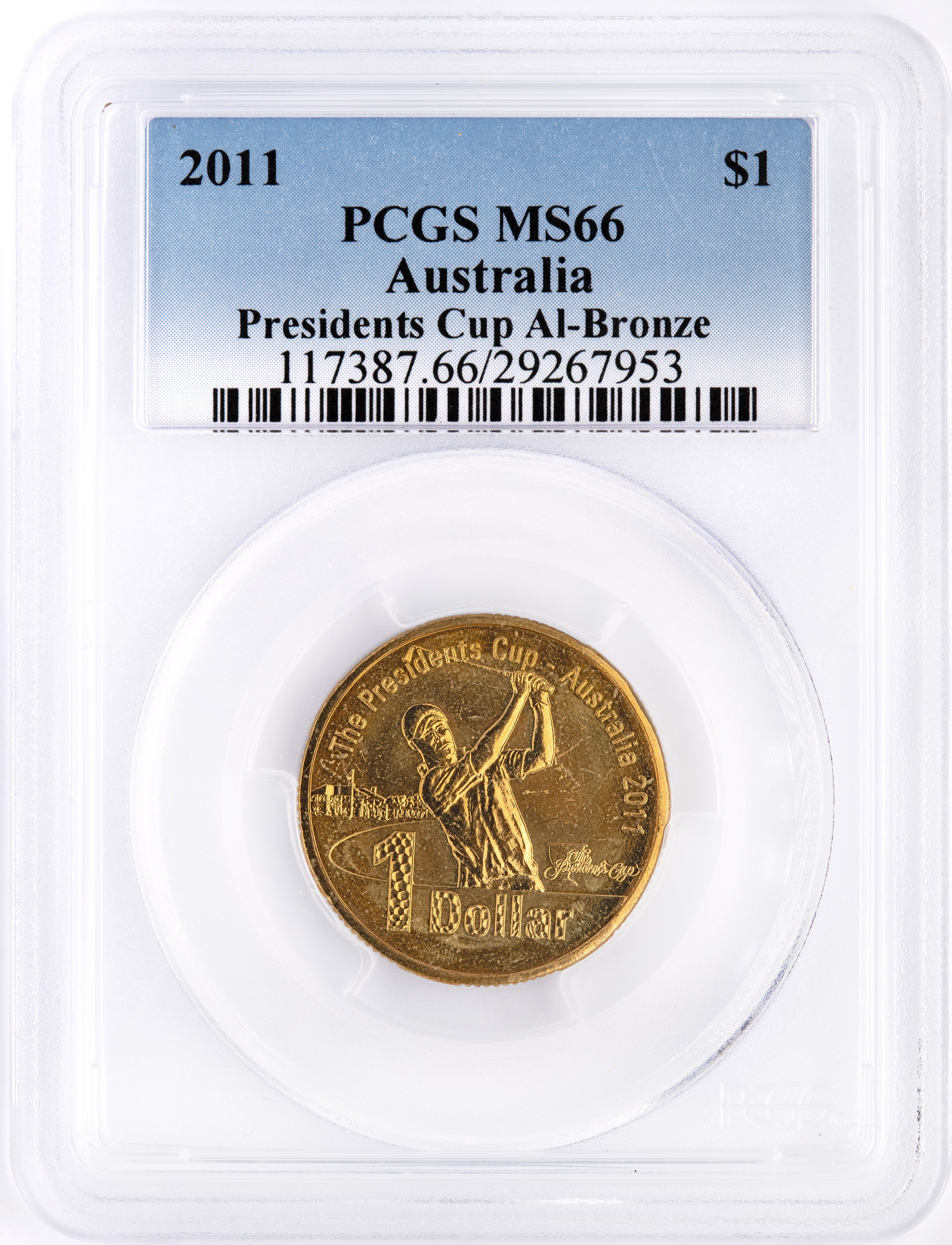 Presidents Cup Al-Bronze, One Dollar, 2011, PCGS MS66