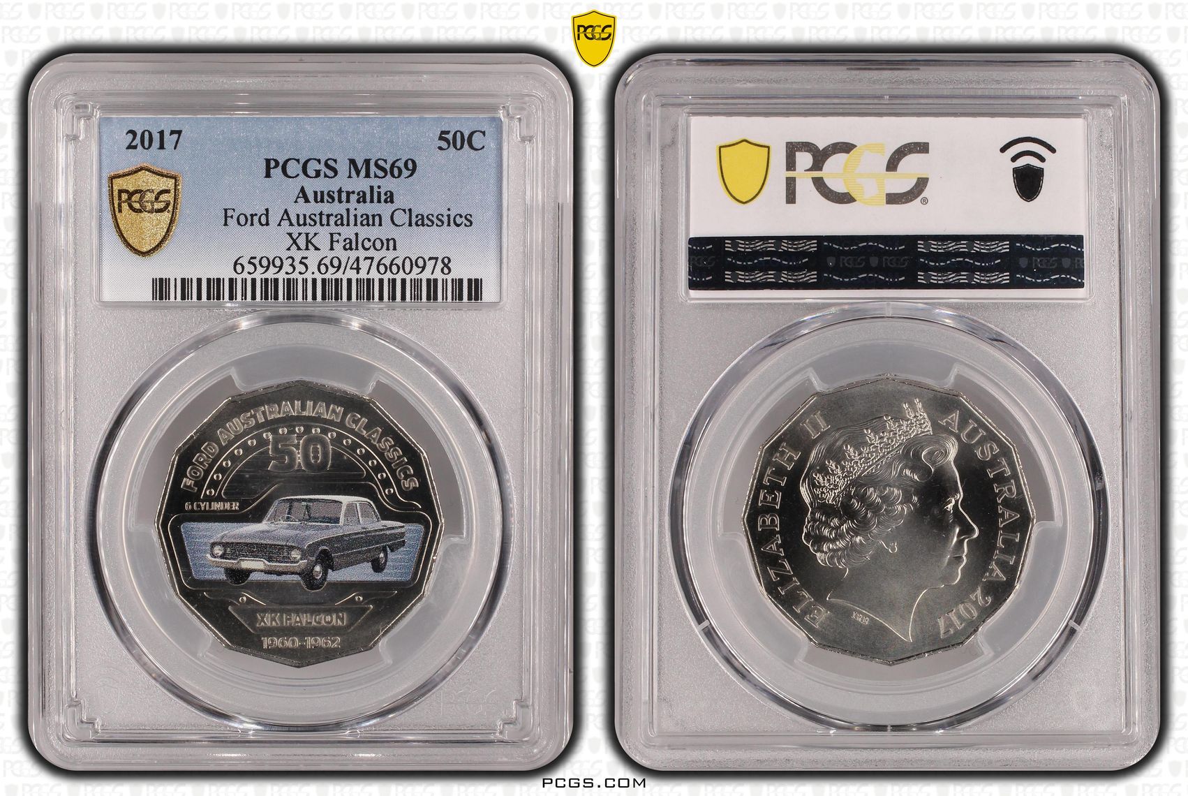 Elizabeth II, Ford Australian Classics - XK Falcon, Fifty Cent, 2017, PCGS MS69