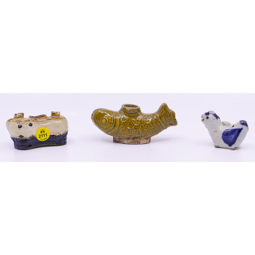 3pc Old Chinese Water Droppers Etc- largest 4.5''