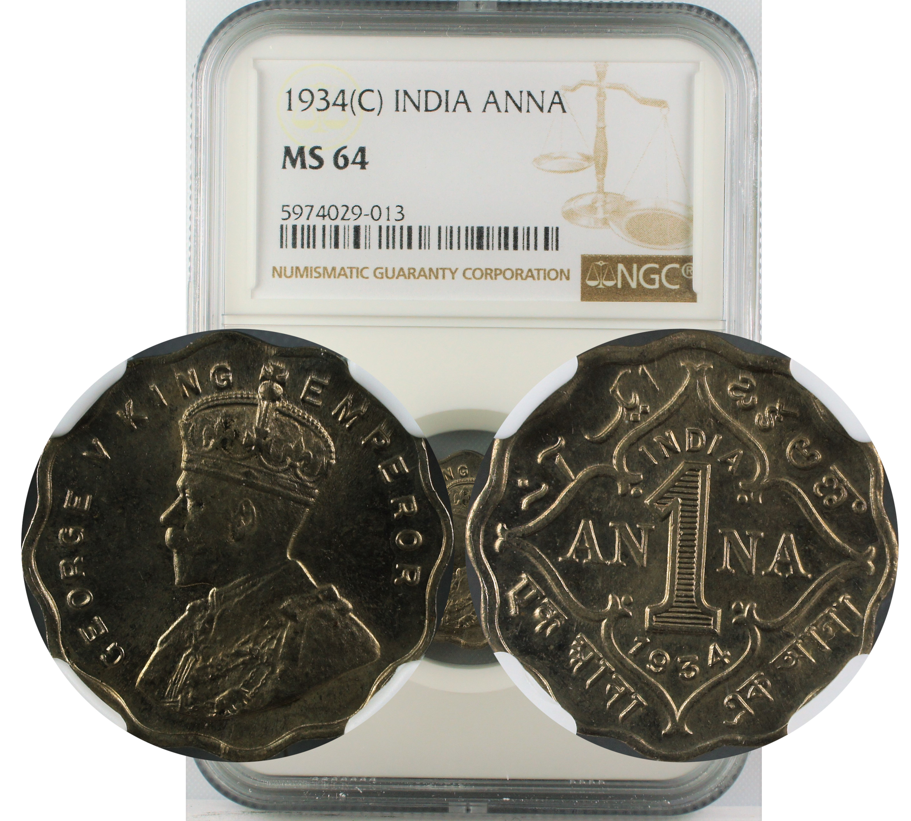 1934 C INDIA ANNA MS64
