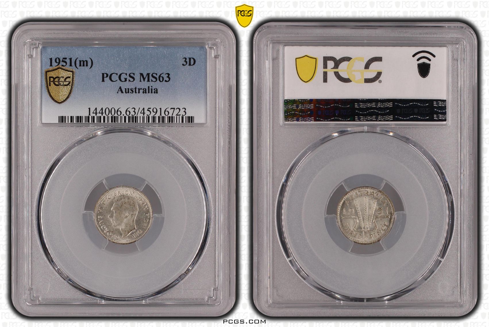 1951(m) Australia Threepence PCGS - MS63 -723