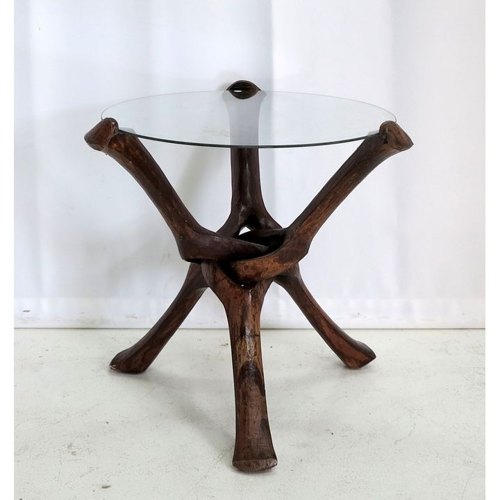 GLASS-TOP LAMP TABLE