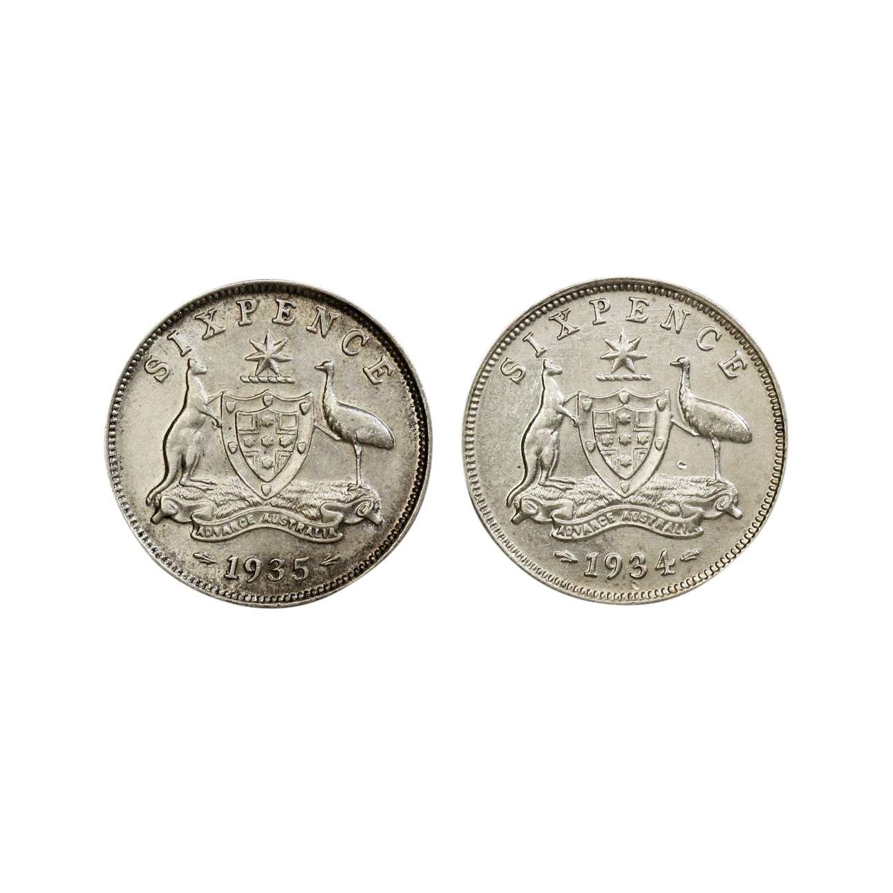 986. · George V, Sixpence, 1934 & 1935, aUNC
