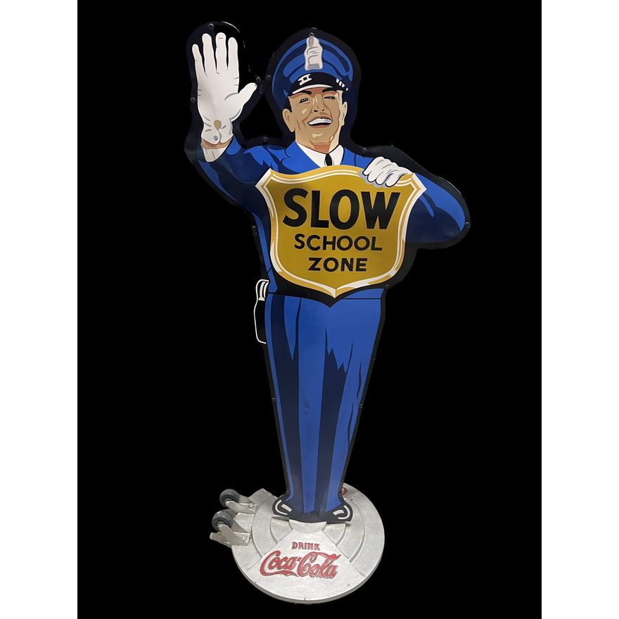 Reproduction Coca Cola Coke Police Slow School Zone Sign