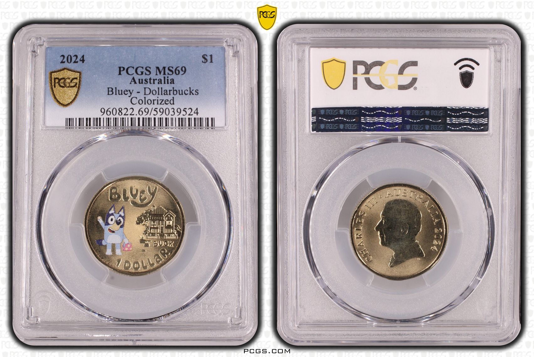 Bluey - Dollarbucks Colorized, One Dollar, 2024, PCGS MS69