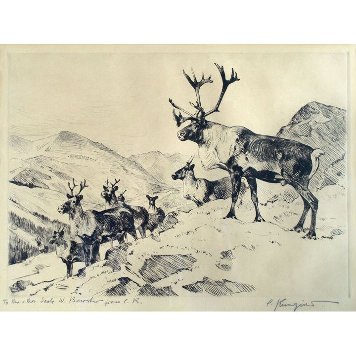 Mountain Caribou by Carl Rungius (1869-1959)