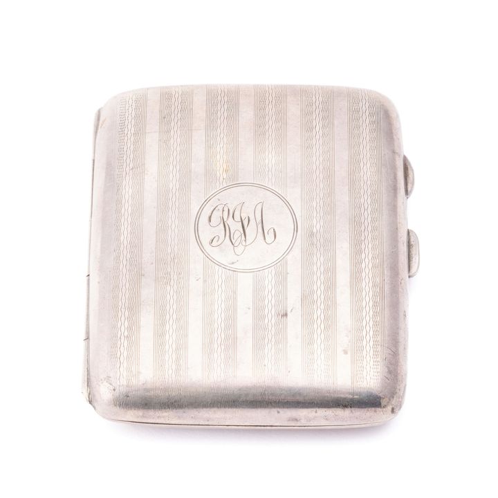 WW II Sterling Silver English Cigarette Case, 1945,