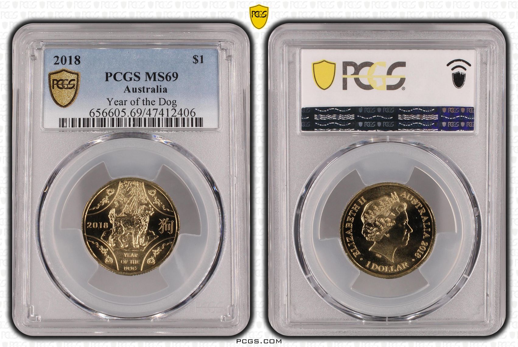 Elizabeth II, Year of the Dog, One Dollar, 2018, PCGS MS69