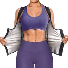 SMALL JUNLAN SAUNA SUIT FOR WOMEN WAIST TRAINER VEST FOR WOMEN SWEAT TANK TOP SHAPER FOR WOMEN WITH ZIPPER