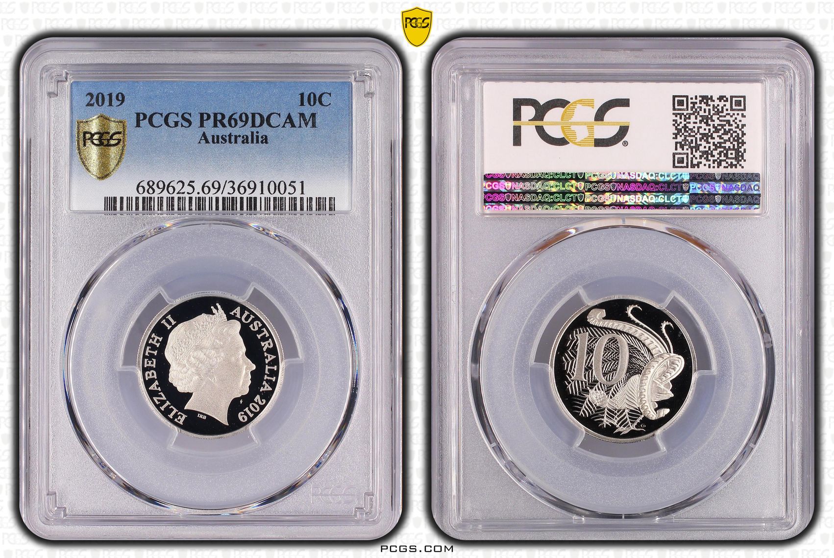 Elizabeth II, Ten Cent, 2019, PCGS PR69DCAM
