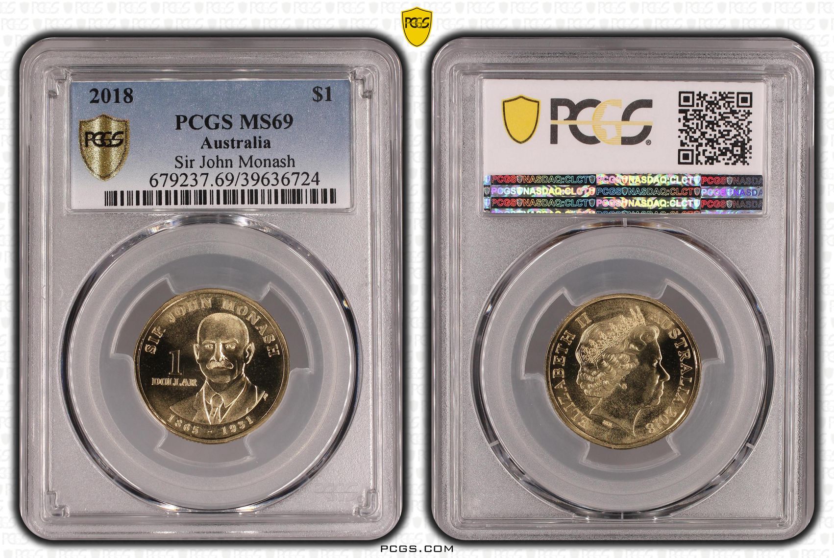 Elizabeth II, Sir John Monash, One Dollar, MS69 , 2018 PCGS POP - 23/0