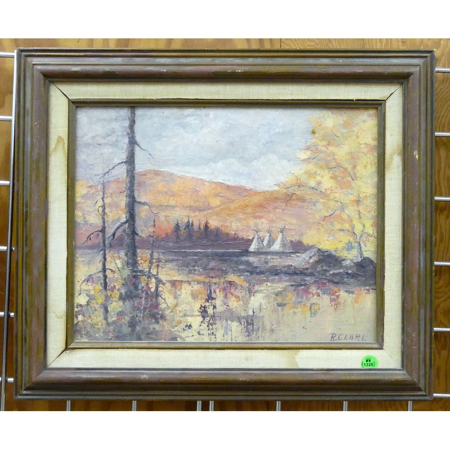 Robert Clark ''Summer's End'' (Teepees) Oil Painting Framed 16''x19''