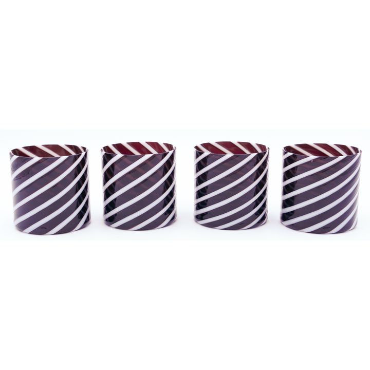 4pc Signed Murano Spiral Glasses 3" AS IS