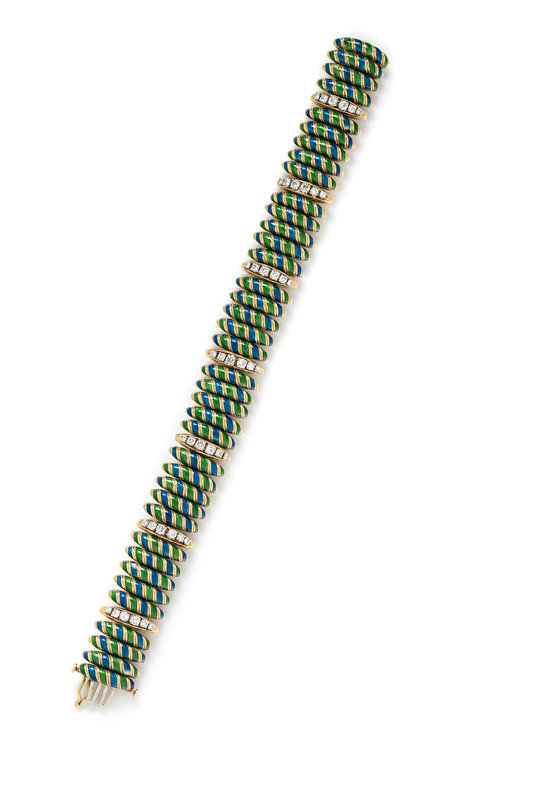 ENAMEL AND DIAMOND BRACELET