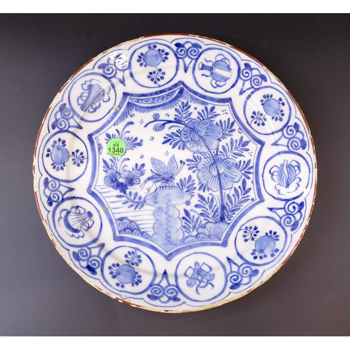 Delft 18th Century Kraak Ware Plate- 10''- some edge flaking