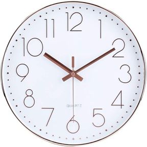 jomparis 12 Inch Battery Operated Quartz Sweep Rose Gold Wall Clock for Home Bedroom School