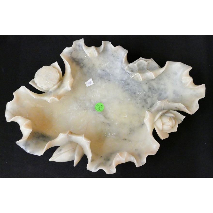 Old Chinese Soapstone Large Lotus Bowl 15''