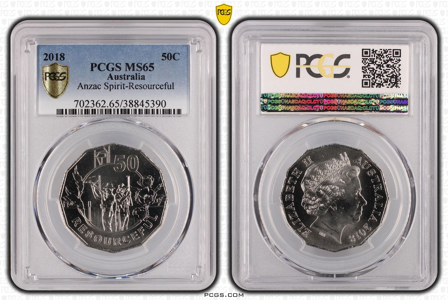 2018 Australia Fifty Cent, 50c Anzac Spirit-Resourceful PCGS - MS65 -390