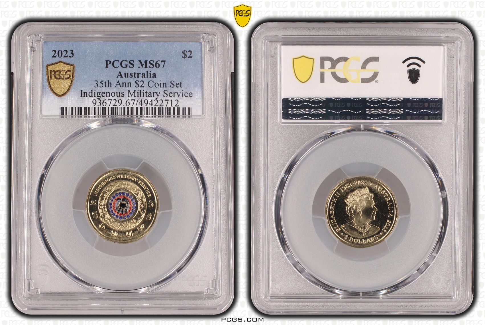 35th Ann $2 Coin Set Colorized - Indigenous Military Service, Two Dollar, 2023, PCGS MS67