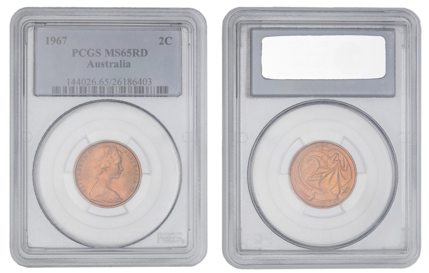 Elizabeth II, Two Cent, 1967, PCGS MS65RD