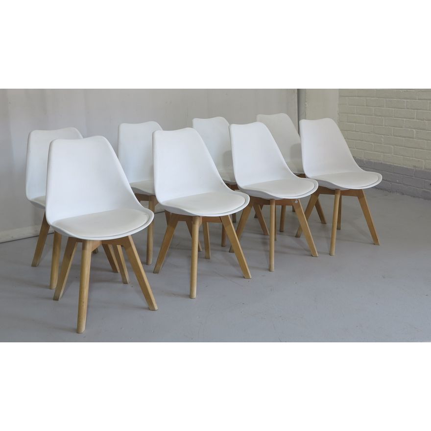 SET OF 8 MOULDED PLASTIC DINING CHAIRS