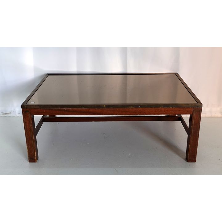 MIRRORED BRASS BOUND COFFEE TABLE