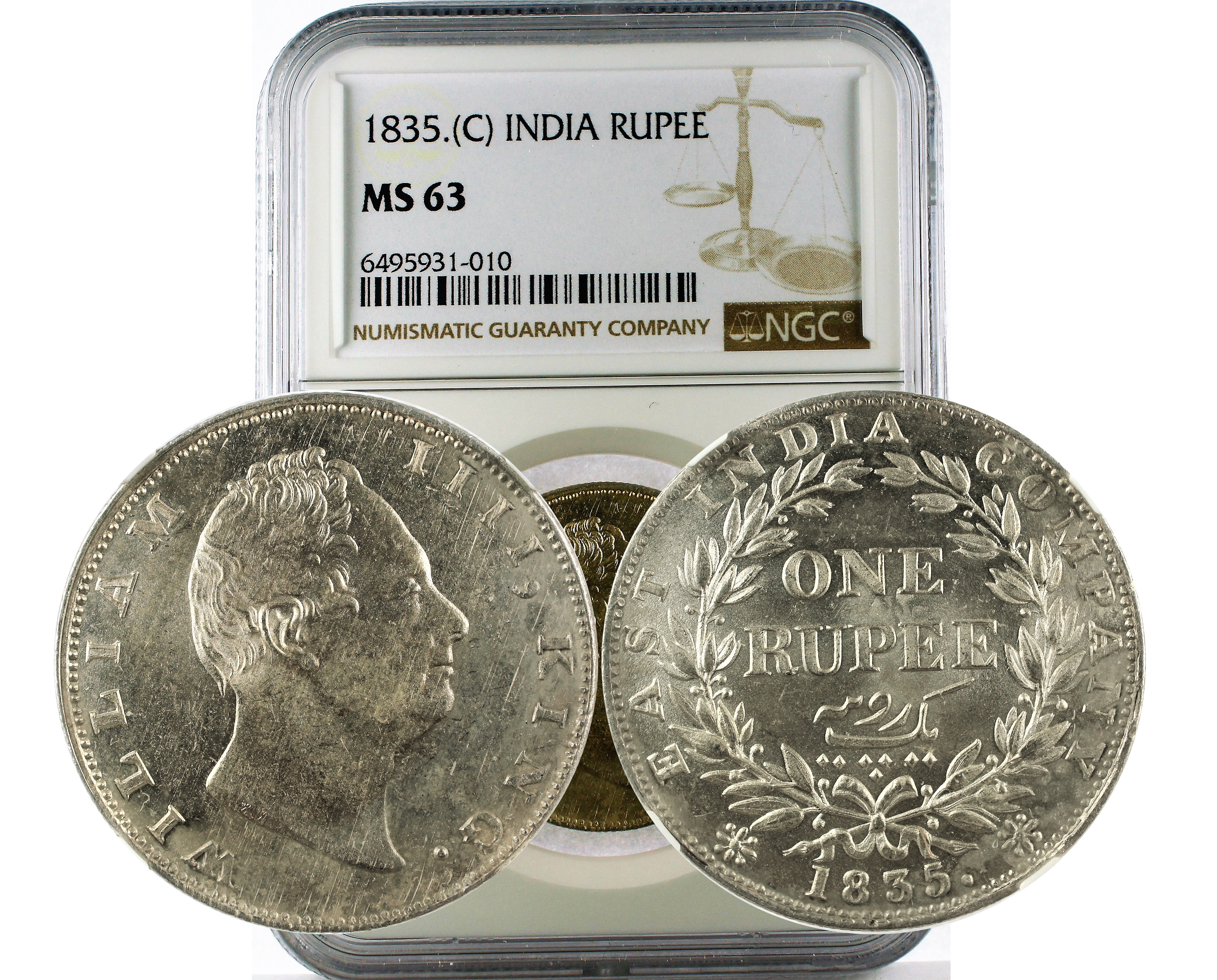 1835.(C) INDIA RUPEE MS 63