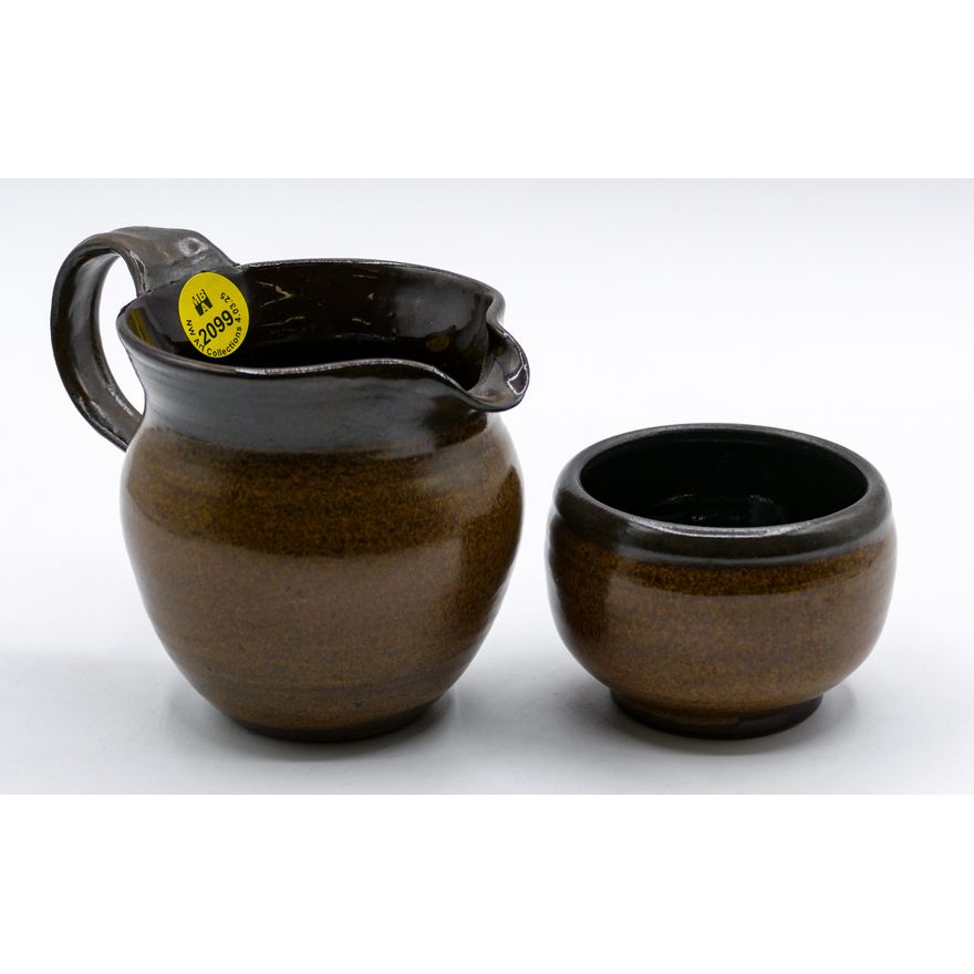 2pc Louis Mideke Sugar & Creamer Pottery Vessels - Tallest 4''