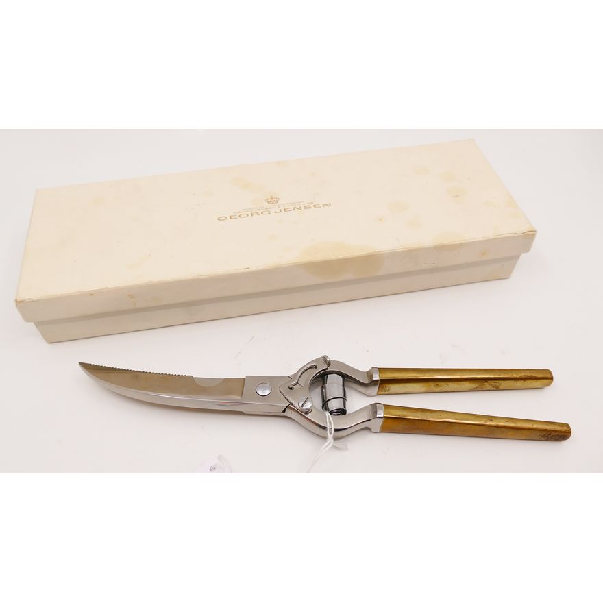 Georg Jensen Denmark Brass Handled Poultry Shears. 10''