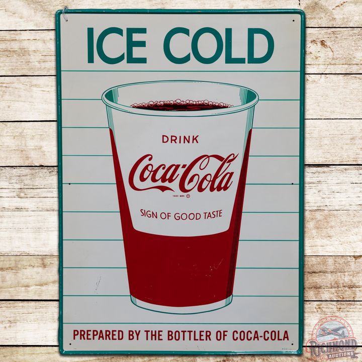 Drink Coca Cola Ice Cold SST Sign w/ Cup - 8.25