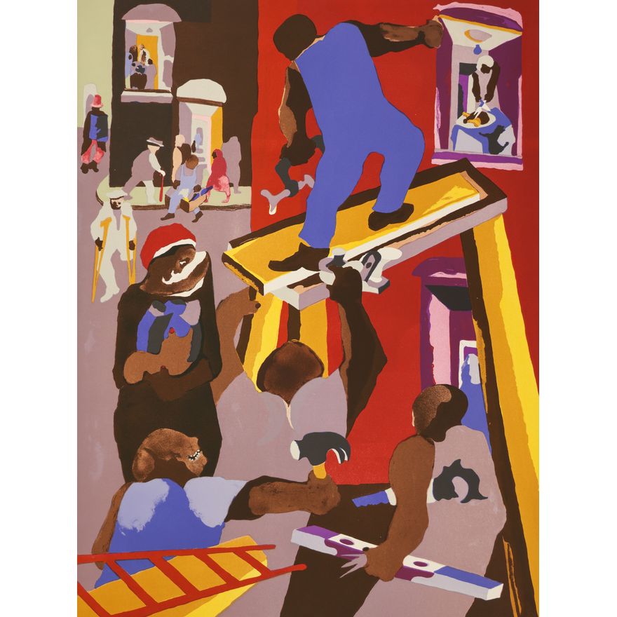 Jacob Lawrence ''Man on Scaffold'' 1985 Lithograph