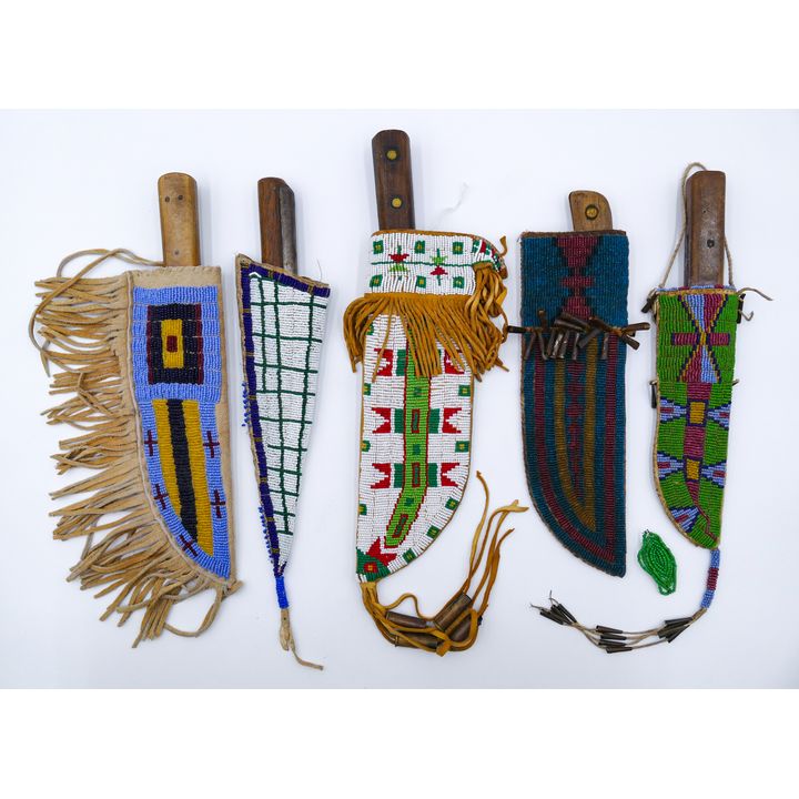 5pc Old Plains Indian Beaded Leather Sheath