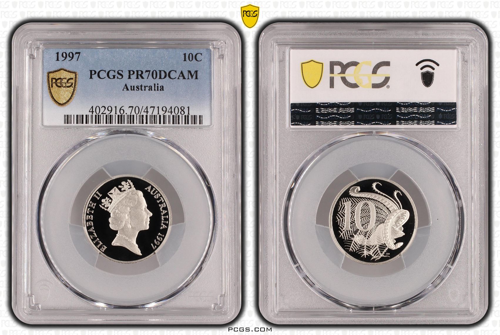 Elizabeth II, Ten Cent, 1997, PCGS PR70DCAM
