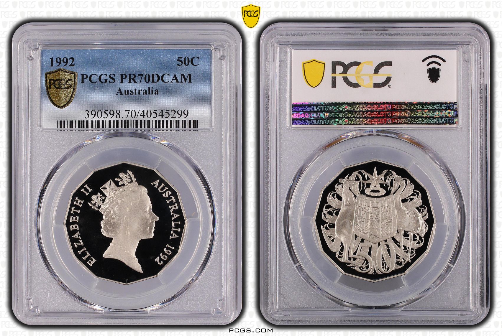 276 · 1992 Australia Fifty Cent, 50c PCGS - PR70DCAM POP 12/0 -299