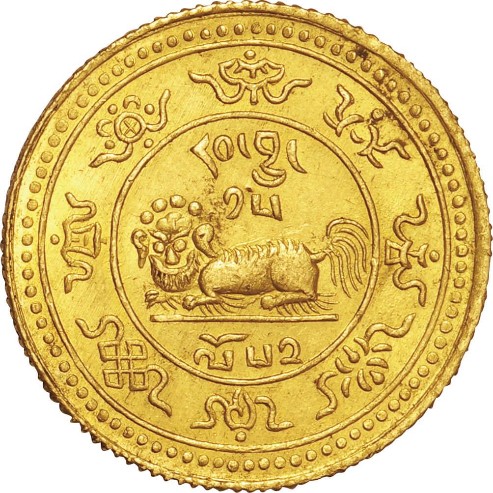 チベット-Tibet. 1918-1921. Gold. 20サング(Srang). 極美／未. AU 