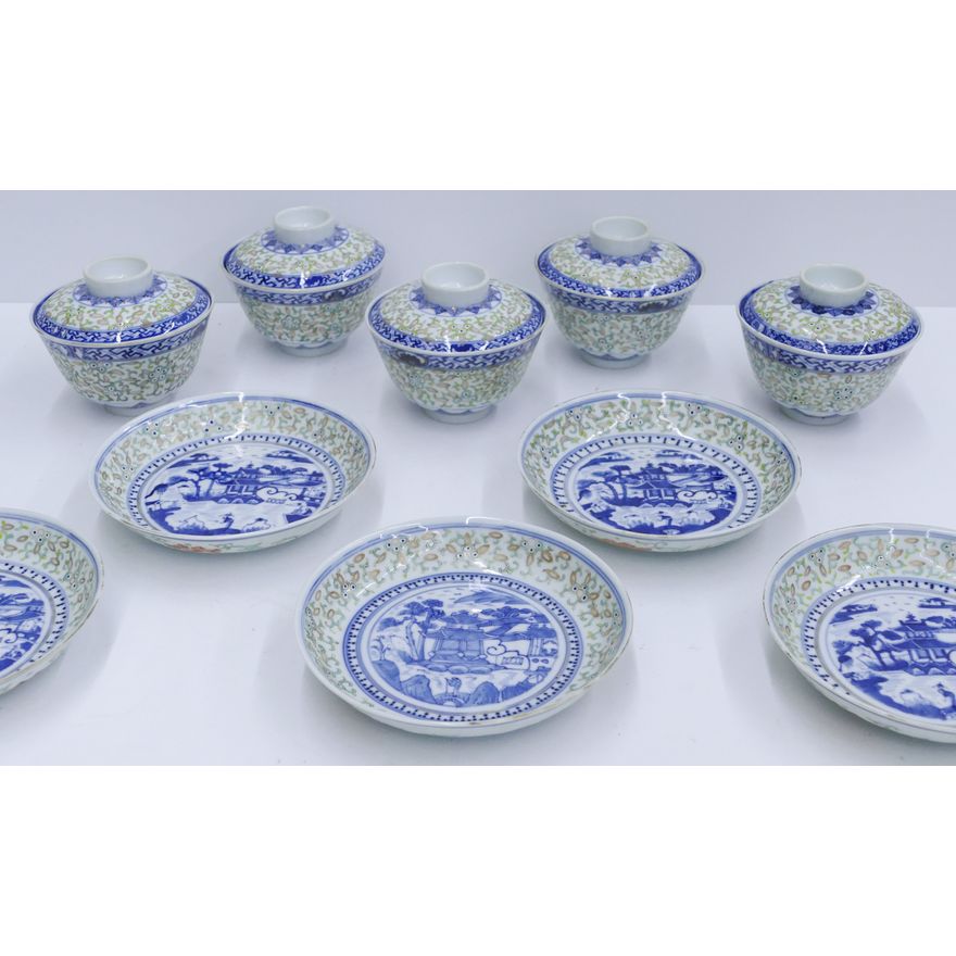 10pc Chinese Republic Rice Grain Porcelain