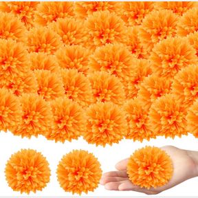 BINSUNS MARIGOLD FLOWER HEADS BULK 40 PCS, FAUX MEXICAN ARTIFICIAL FLOWERS FOR DAY OF THE DEAD DECORATIONS - DIY WREATH CRAFT INDI