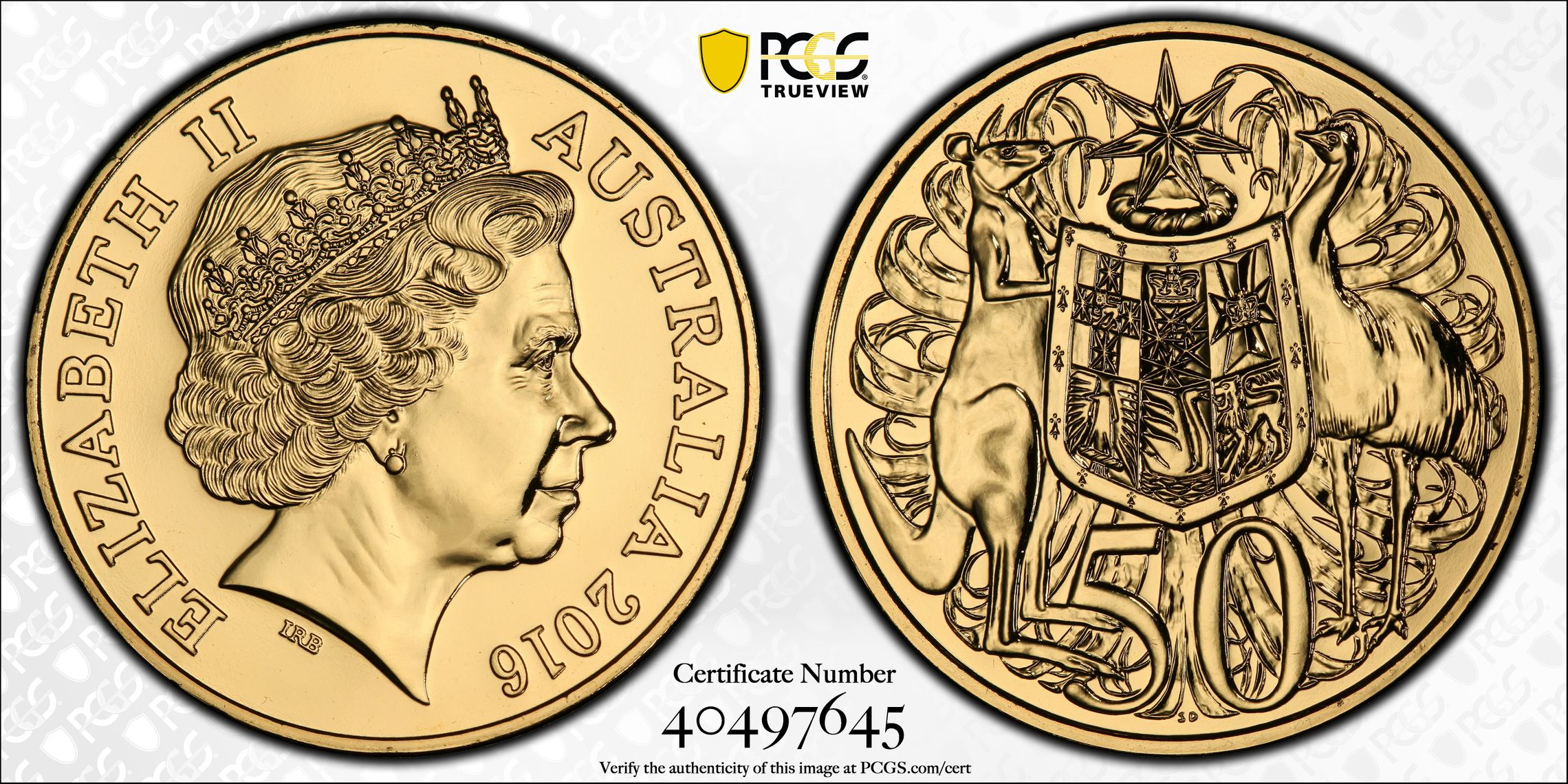Gold Plated Cu-Ni, Fifty Cent, 2016, PCGS MS 69