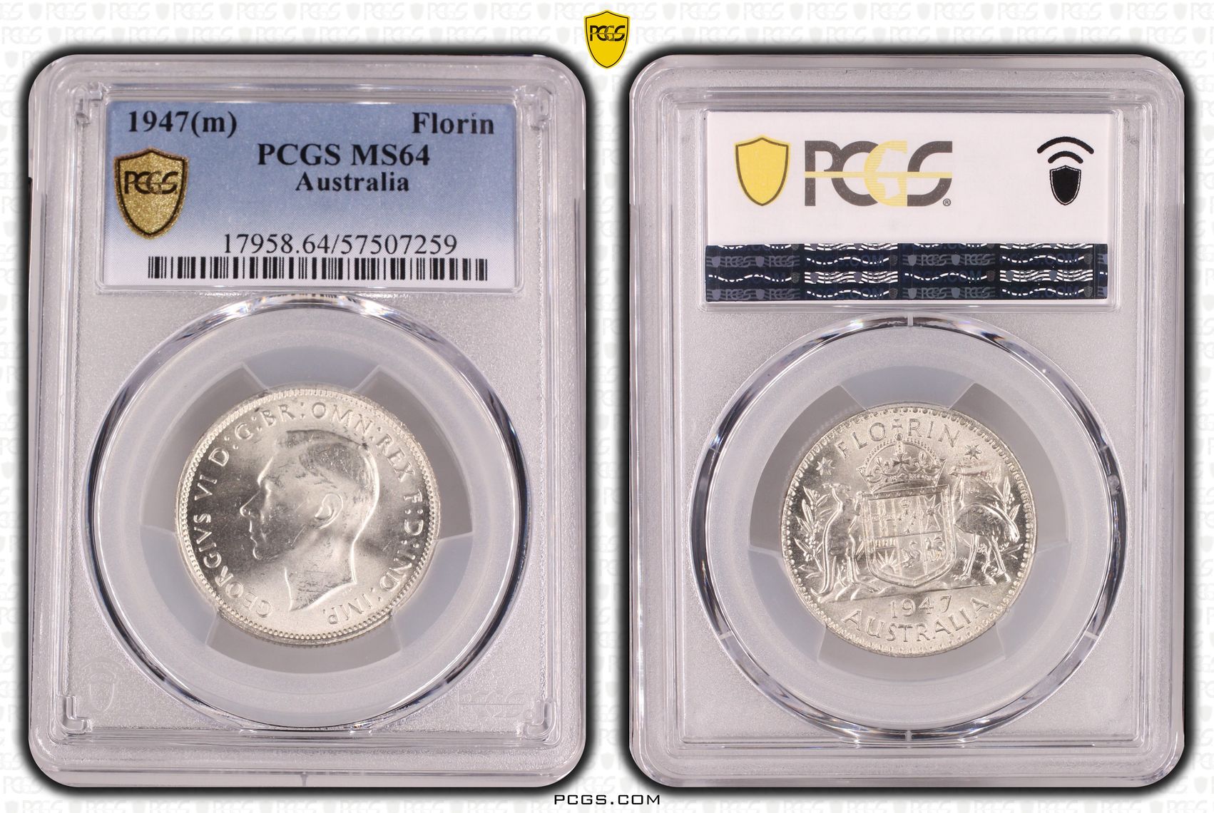 George VI, Florin, 1947, PCGS MS64